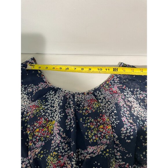 ModCloth Floral A-Line Midi Skirt S Polyester Navy Multicolor Pockets - Picture 9 of 16